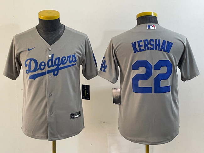 Youth Los Angeles Dodgers #22 Clayton Kershaw Grey Stitched Jersey Youth Los Angeles Dodgers #22 Clayton Kershaw Grey Stitched Jersey